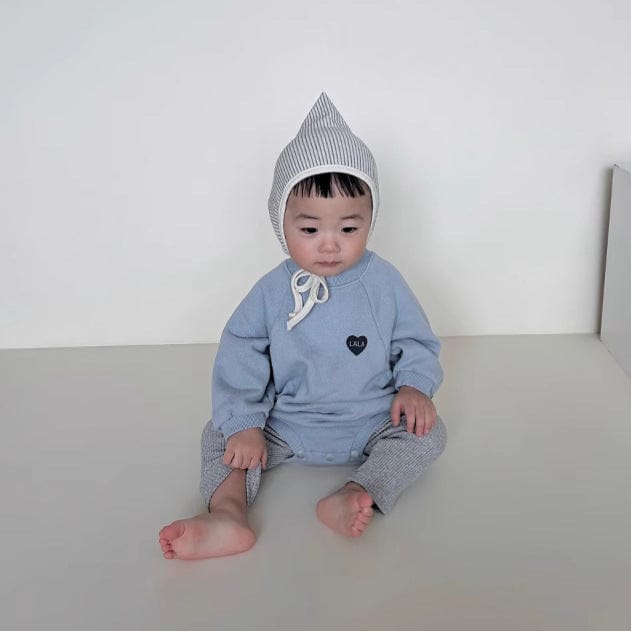 長袖ロンパース ハート刺繍ロンパース ラグラン袖 スウェット コットンボディスーツ【mh0010892】