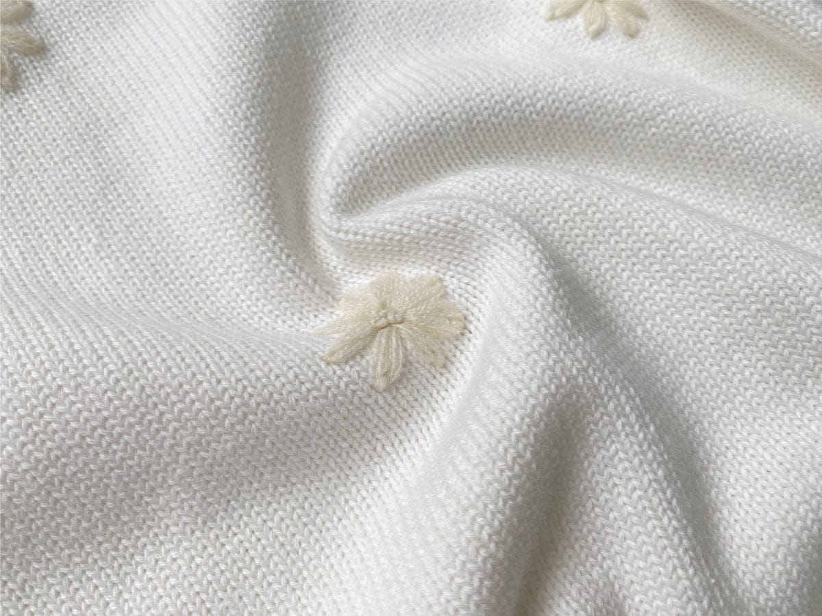 ニット・セーター ぷっくり刺繍フラワーニットトップス/ロンパース/ボンネット【mh0010898】