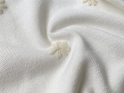 ニット・セーター ぷっくり刺繍フラワーニットトップス/ロンパース/ボンネット【mh0010898】