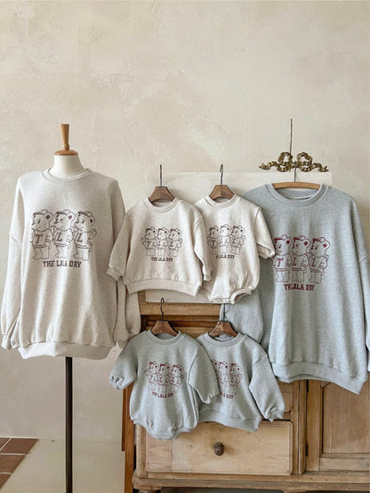 長袖ロンパース ベアくまプリントロンパース スウェット素材 長袖ボディスーツ【mh0010901】