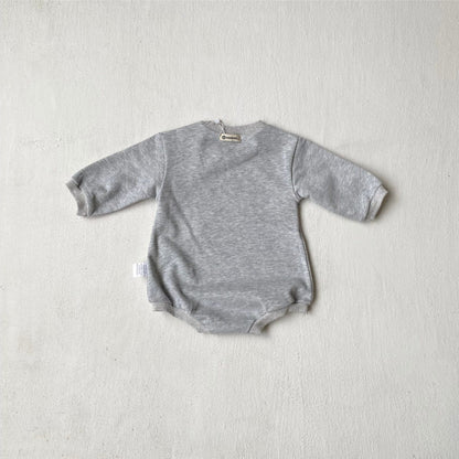 長袖ロンパース ベアくまプリントロンパース スウェット素材 長袖ボディスーツ【mh0010901】