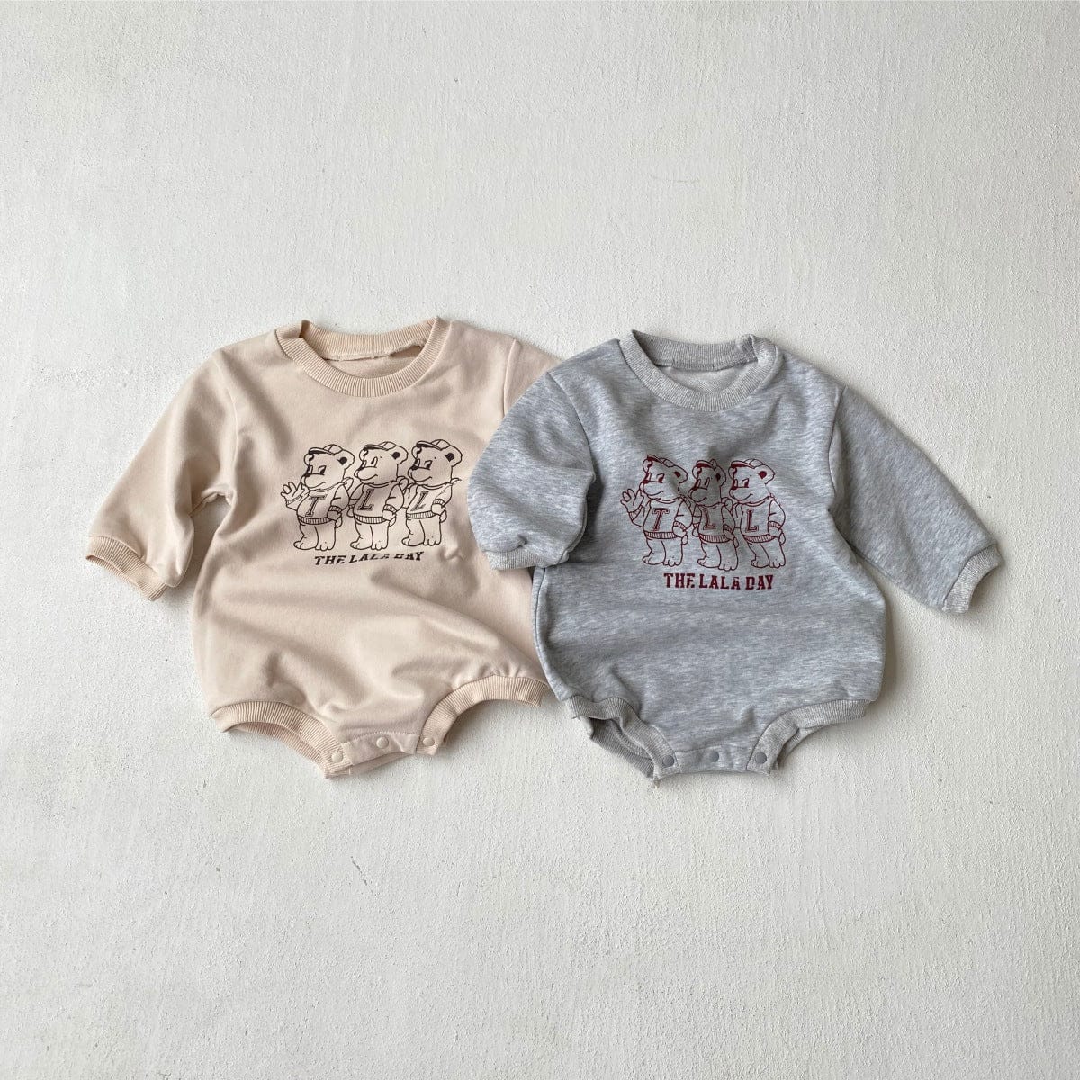 長袖ロンパース ベアくまプリントロンパース スウェット素材 長袖ボディスーツ【mh0010901】