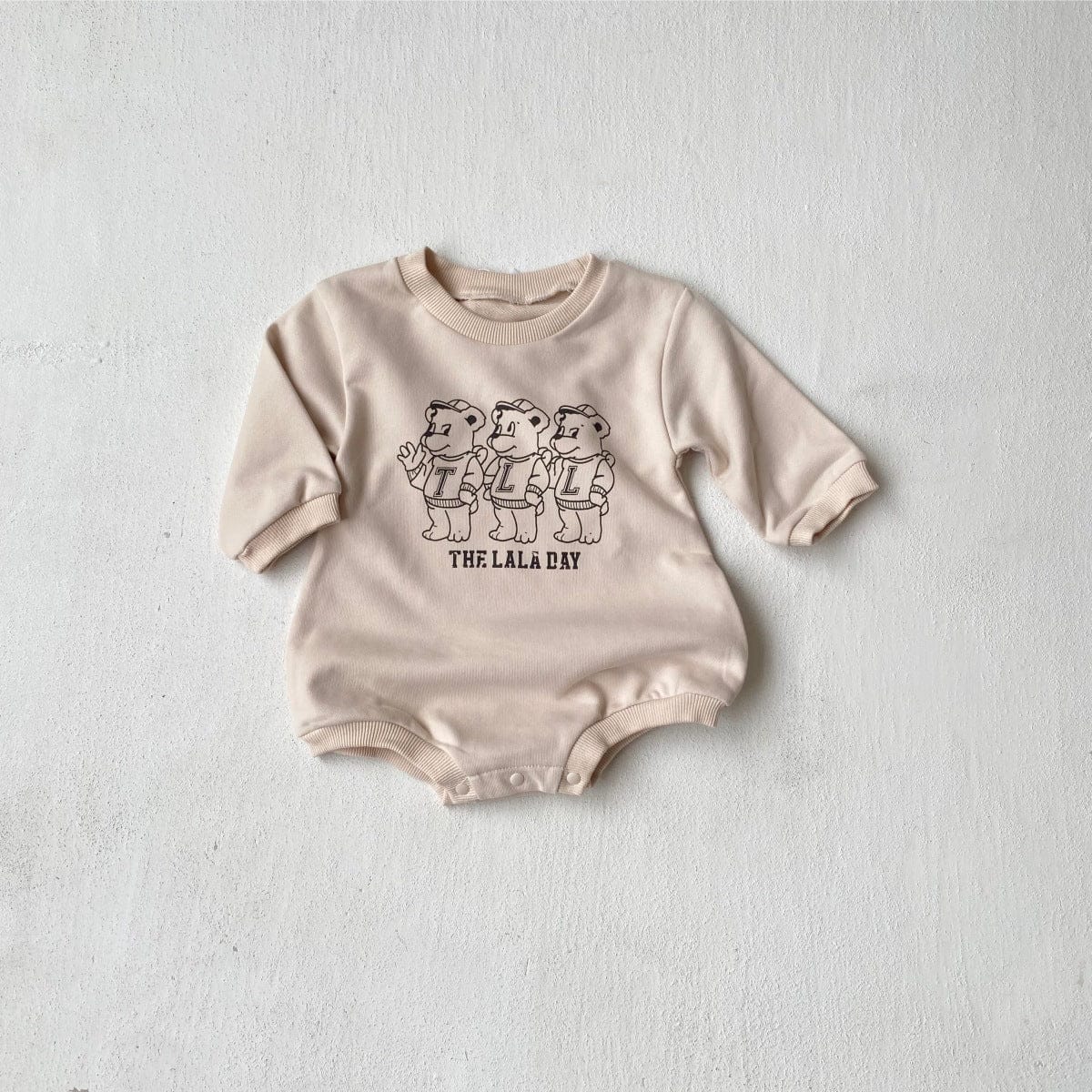 長袖ロンパース ベアくまプリントロンパース スウェット素材 長袖ボディスーツ【mh0010901】