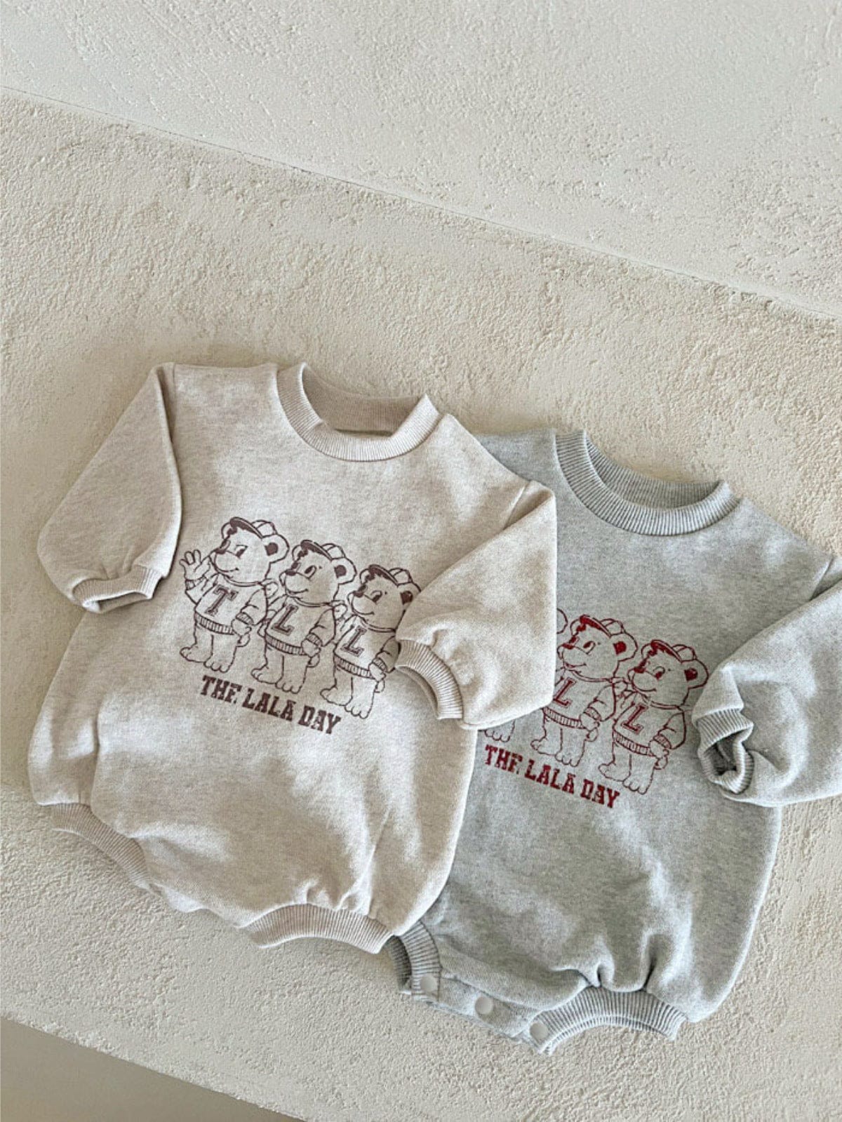 長袖ロンパース ベアくまプリントロンパース スウェット素材 長袖ボディスーツ【mh0010901】