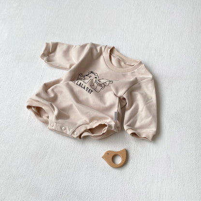 長袖ロンパース ベアくまプリントロンパース スウェット素材 長袖ボディスーツ【mh0010901】