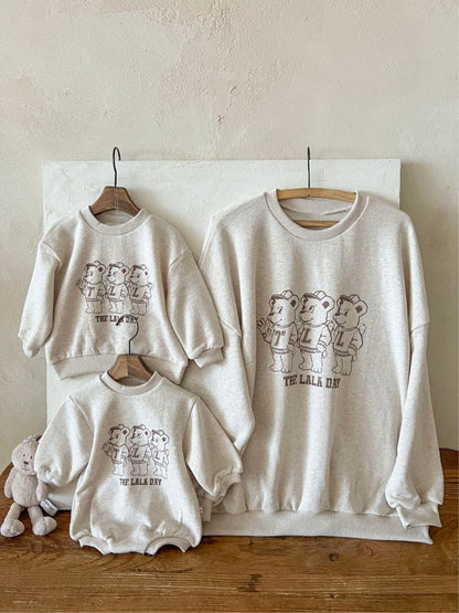 長袖ロンパース ベアくまプリントロンパース スウェット素材 長袖ボディスーツ【mh0010901】