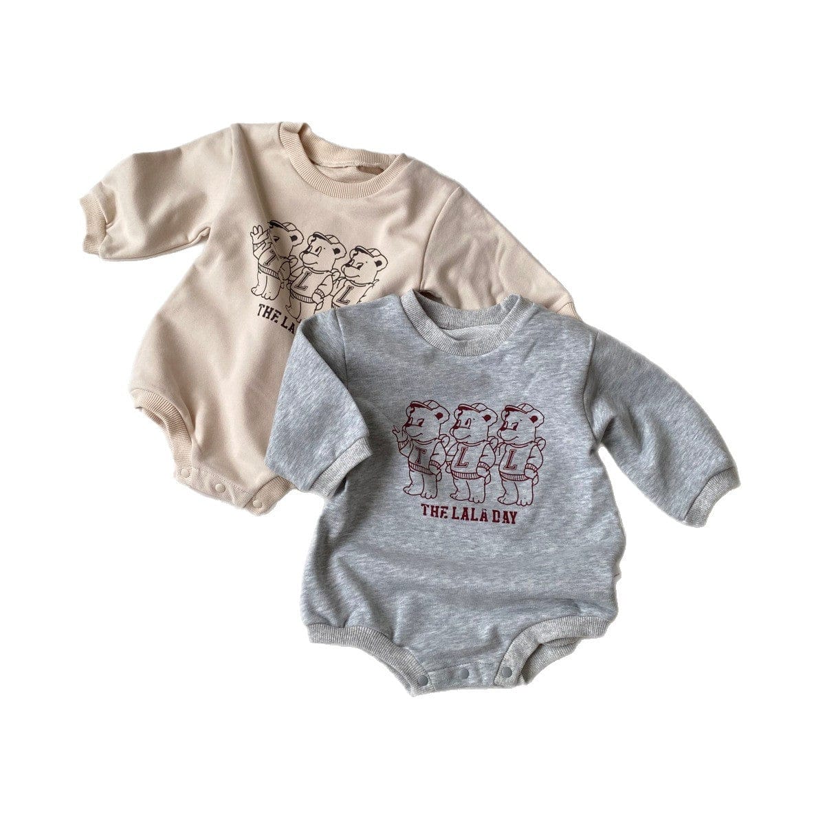 長袖ロンパース ベアくまプリントロンパース スウェット素材 長袖ボディスーツ【mh0010901】