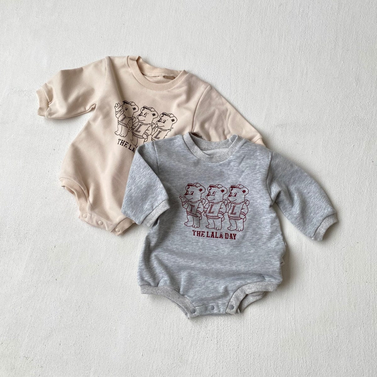 長袖ロンパース ベアくまプリントロンパース スウェット素材 長袖ボディスーツ【mh0010901】