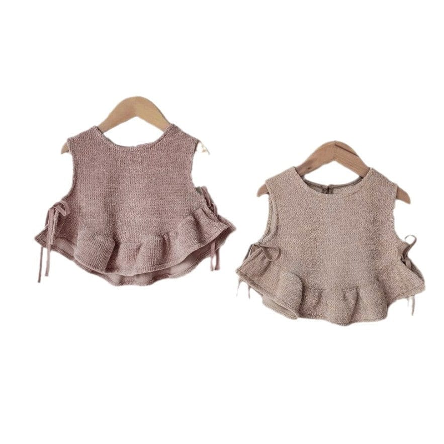 ベスト フリル付きニットベスト サイドリボン ノースリーブベビーウェア【mh0010902】