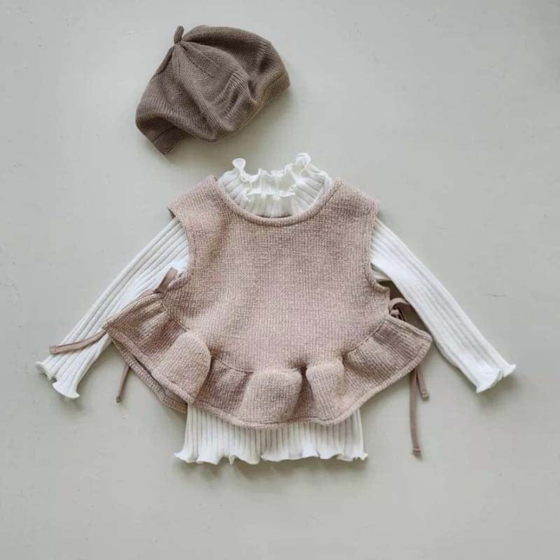 ベスト フリル付きニットベスト サイドリボン ノースリーブベビーウェア【mh0010902】