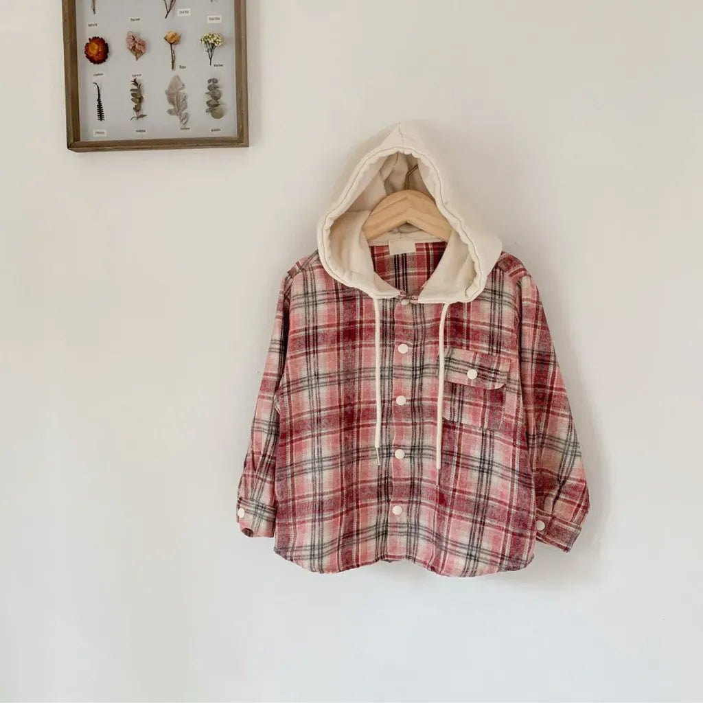 ショートコート・ジャケット・ジャンパー フード付きチェックシャツジャケット【mh0011112】