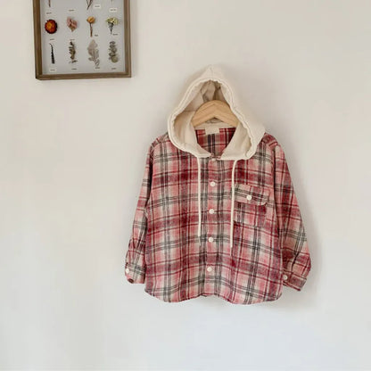 ショートコート・ジャケット・ジャンパー フード付きチェックシャツジャケット【mh0011112】