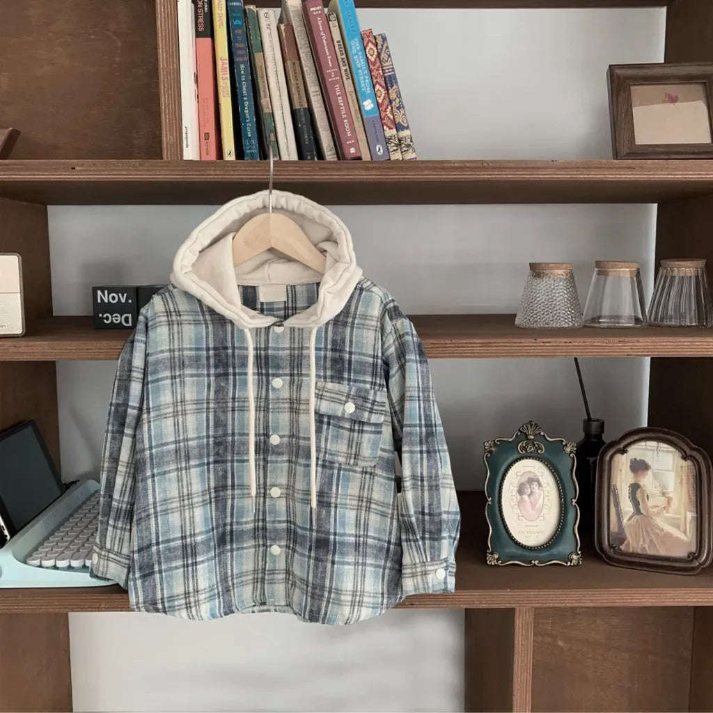 ショートコート・ジャケット・ジャンパー フード付きチェックシャツジャケット【mh0011112】