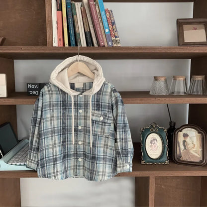 ショートコート・ジャケット・ジャンパー フード付きチェックシャツジャケット【mh0011112】