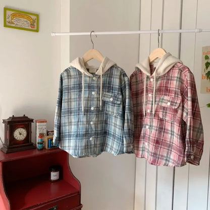 ショートコート・ジャケット・ジャンパー フード付きチェックシャツジャケット【mh0011112】