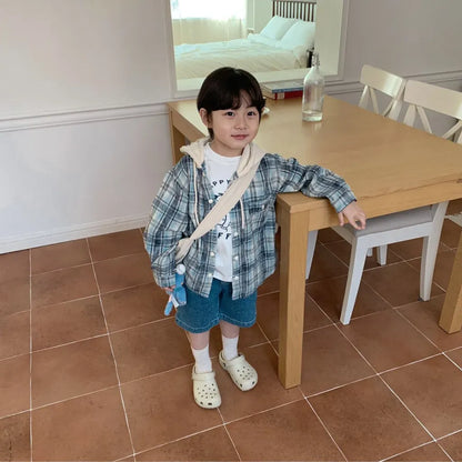 ショートコート・ジャケット・ジャンパー フード付きチェックシャツジャケット【mh0011112】