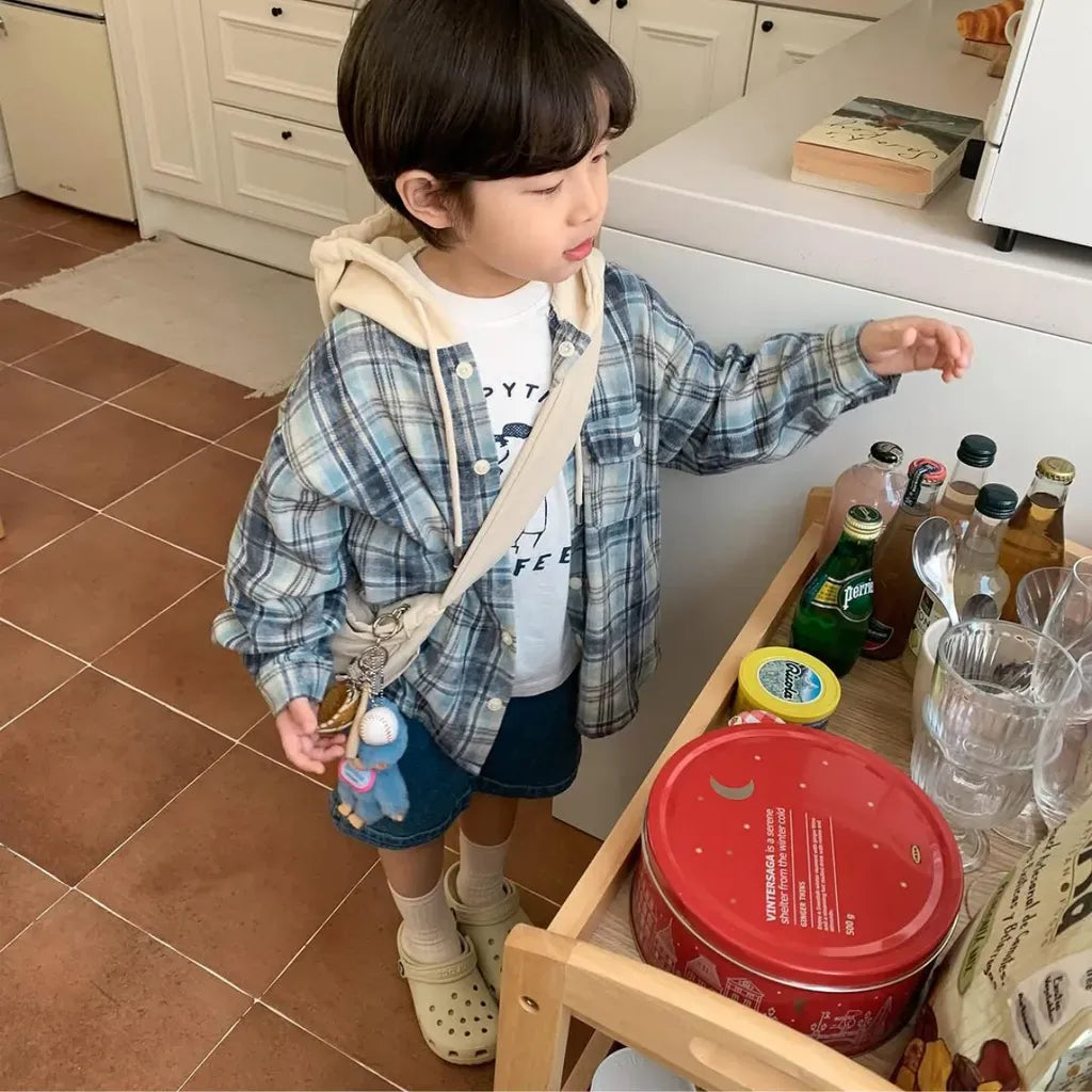 ショートコート・ジャケット・ジャンパー フード付きチェックシャツジャケット【mh0011112】