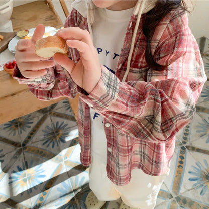 ショートコート・ジャケット・ジャンパー フード付きチェックシャツジャケット【mh0011112】