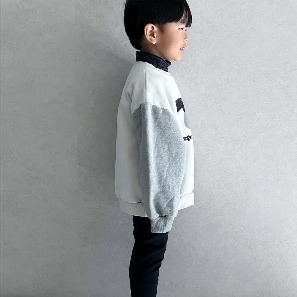 トレーナー・フーディ カラーブロッキングドッグプリントスウェットシャツ【mh0011117】