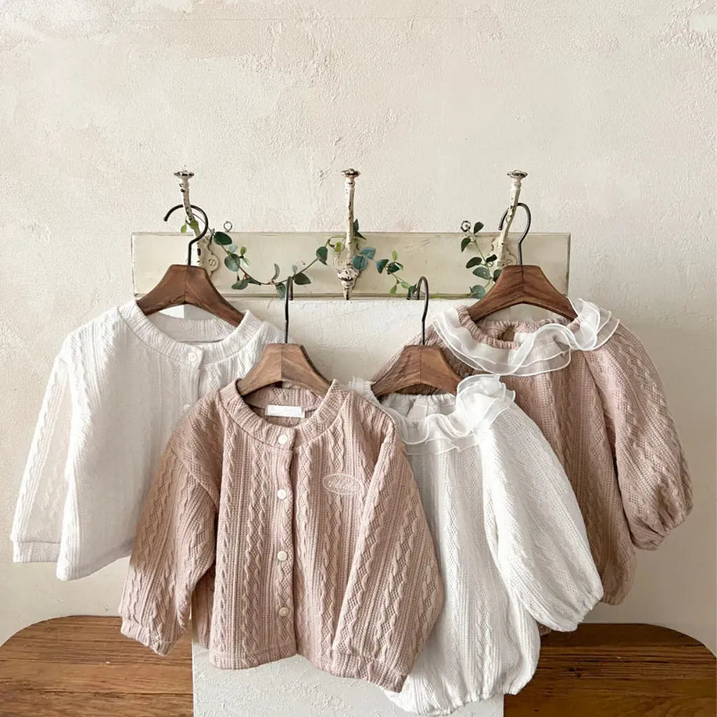 長袖ロンパース ラッフルフリル襟ジャカード長袖ロンパース【mh0011119】