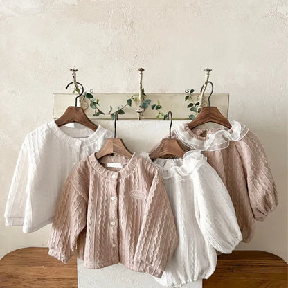 長袖ロンパース ラッフルフリル襟ジャカード長袖ロンパース【mh0011119】