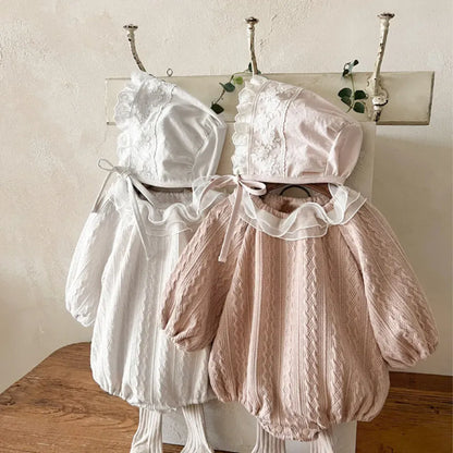 長袖ロンパース ラッフルフリル襟ジャカード長袖ロンパース【mh0011119】