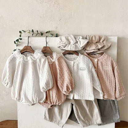 長袖ロンパース ラッフルフリル襟ジャカード長袖ロンパース【mh0011119】