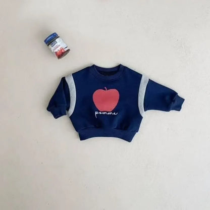 トレーナー・フーディ りんごプリントパッチワークスウェットトレーナー【mh0011120】