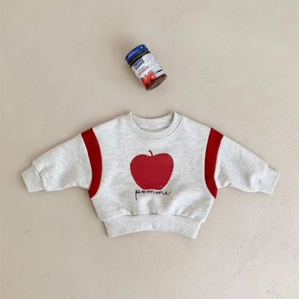 トレーナー・フーディ りんごプリントパッチワークスウェットトレーナー【mh0011120】