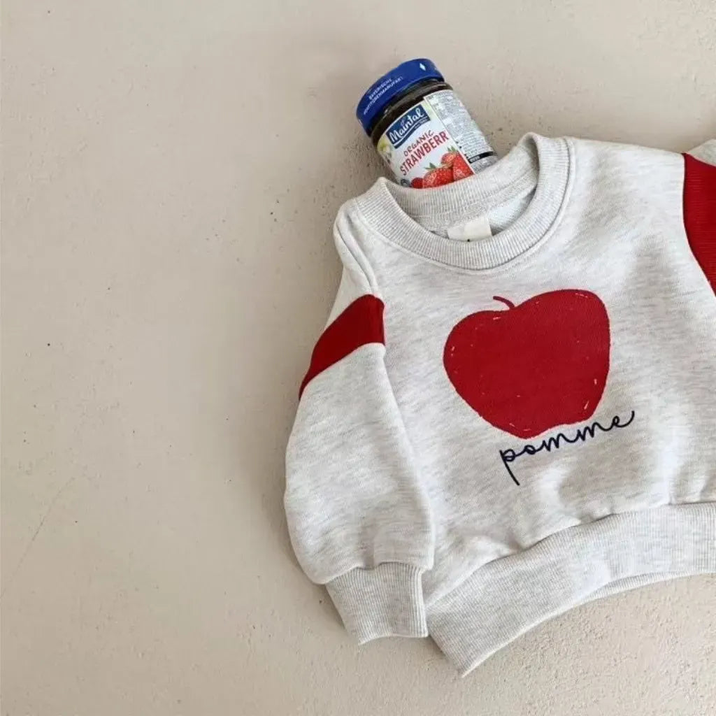 トレーナー・フーディ りんごプリントパッチワークスウェットトレーナー【mh0011120】