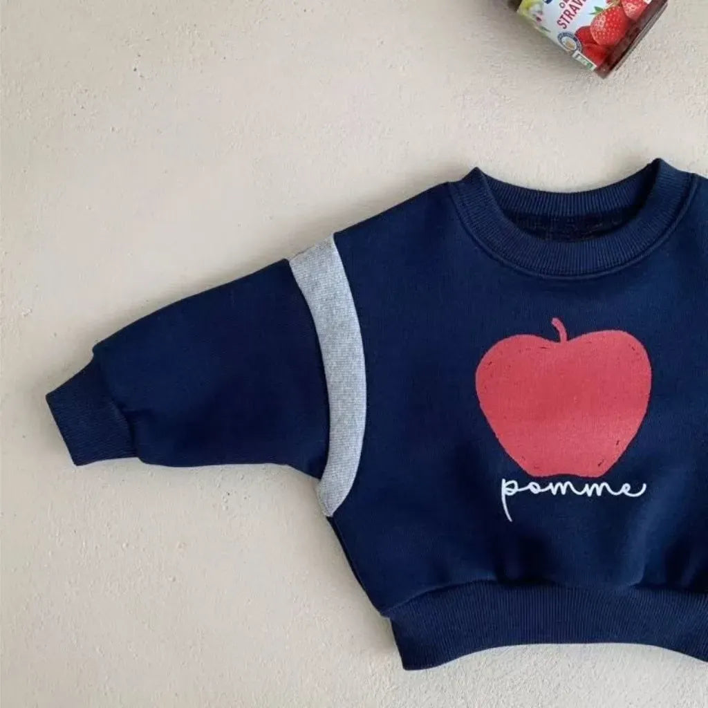 トレーナー・フーディ りんごプリントパッチワークスウェットトレーナー【mh0011120】