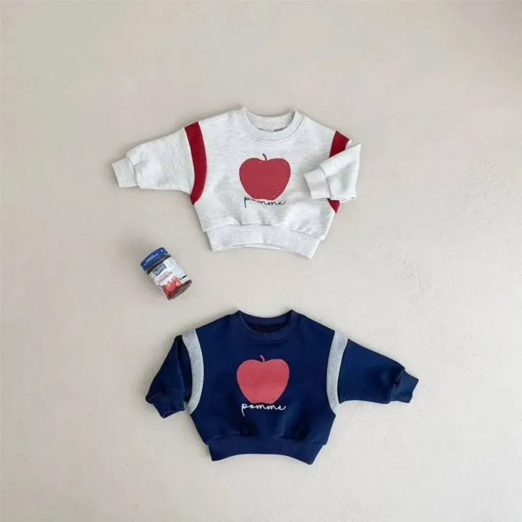 トレーナー・フーディ りんごプリントパッチワークスウェットトレーナー【mh0011120】