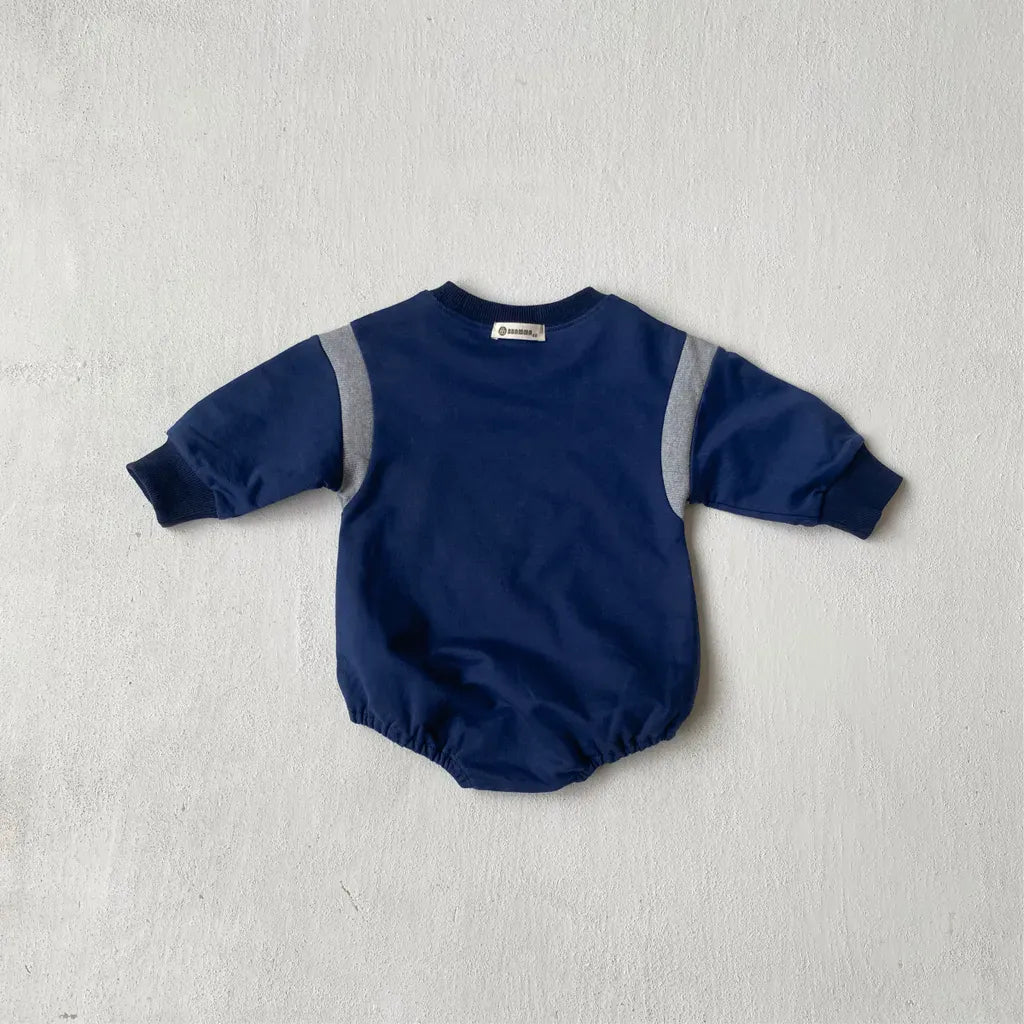 長袖ロンパース りんごプリントパッチワーク長袖ロンパース【mh0011121】