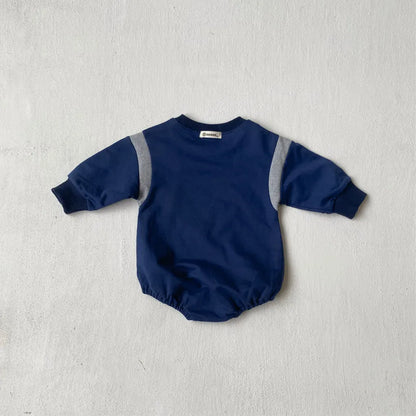 長袖ロンパース りんごプリントパッチワーク長袖ロンパース【mh0011121】