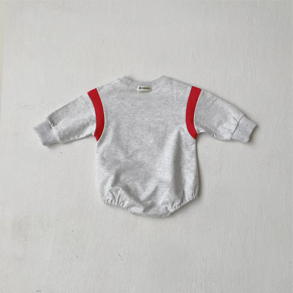 長袖ロンパース りんごプリントパッチワーク長袖ロンパース【mh0011121】