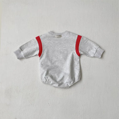 長袖ロンパース りんごプリントパッチワーク長袖ロンパース【mh0011121】