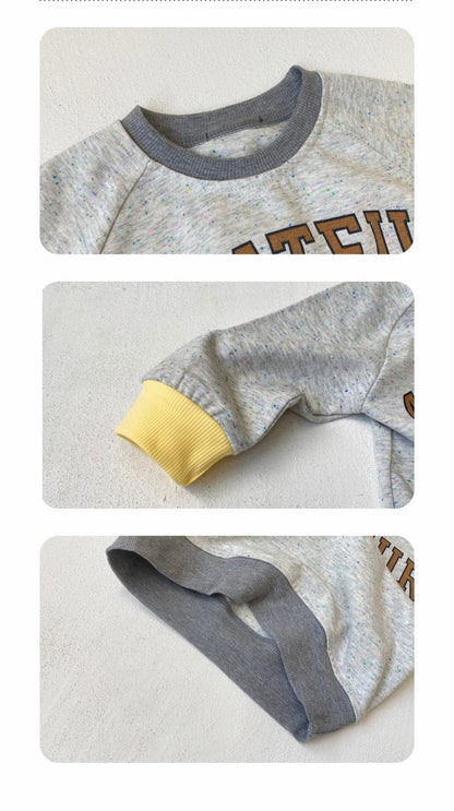 トレーナー・フーディ ロゴプリントパッチワークスウェットトレーナー【mh0011122】