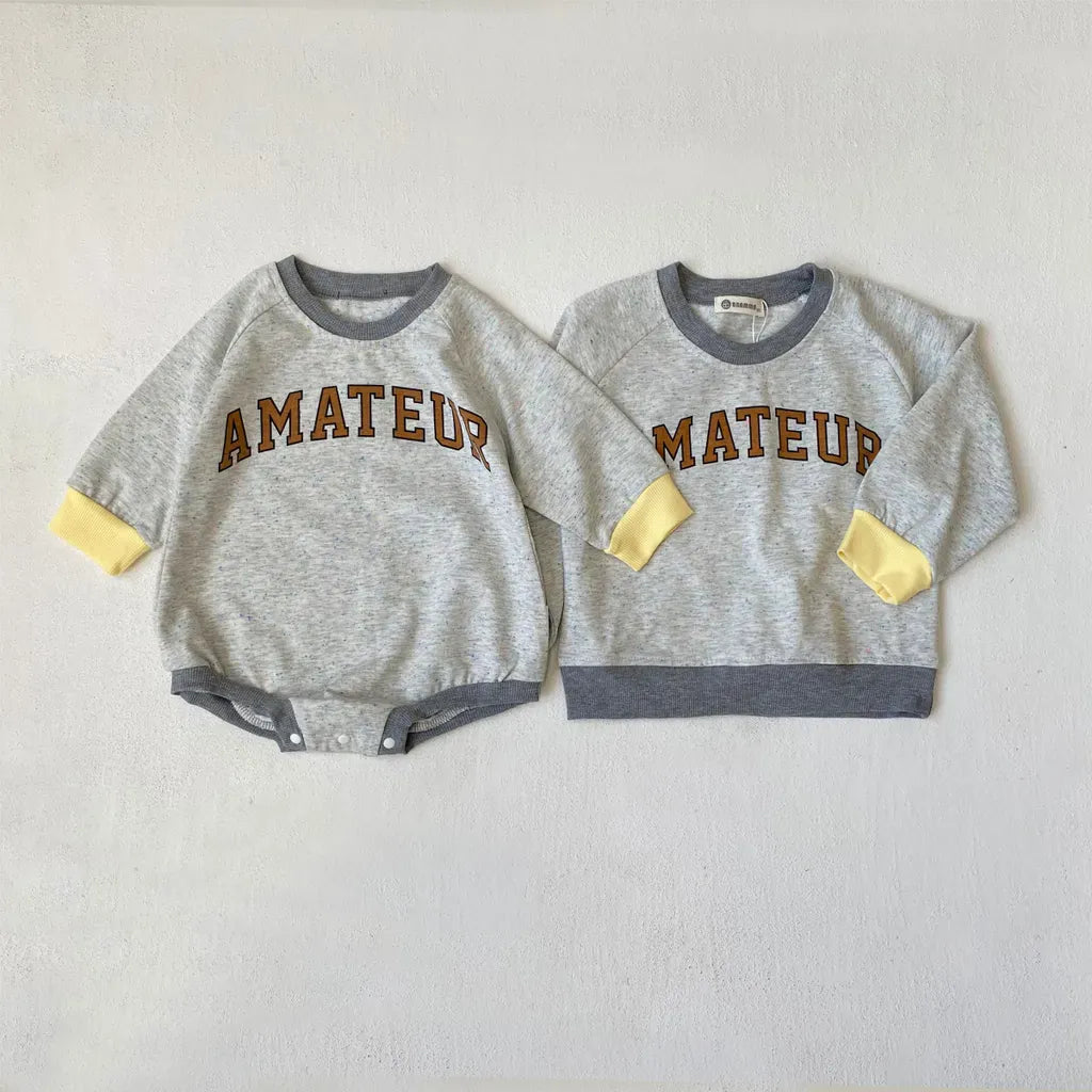 トレーナー・フーディ ロゴプリントパッチワークスウェットトレーナー【mh0011122】