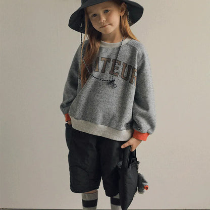 トレーナー・フーディ ロゴプリントパッチワークスウェットトレーナー【mh0011122】