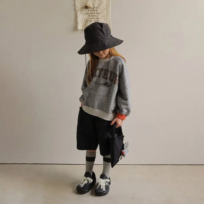 トレーナー・フーディ ロゴプリントパッチワークスウェットトレーナー【mh0011122】