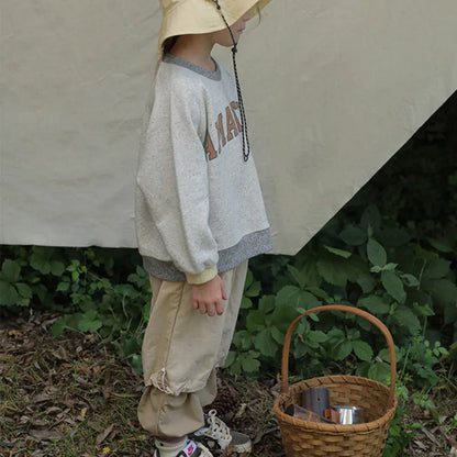 トレーナー・フーディ ロゴプリントパッチワークスウェットトレーナー【mh0011122】