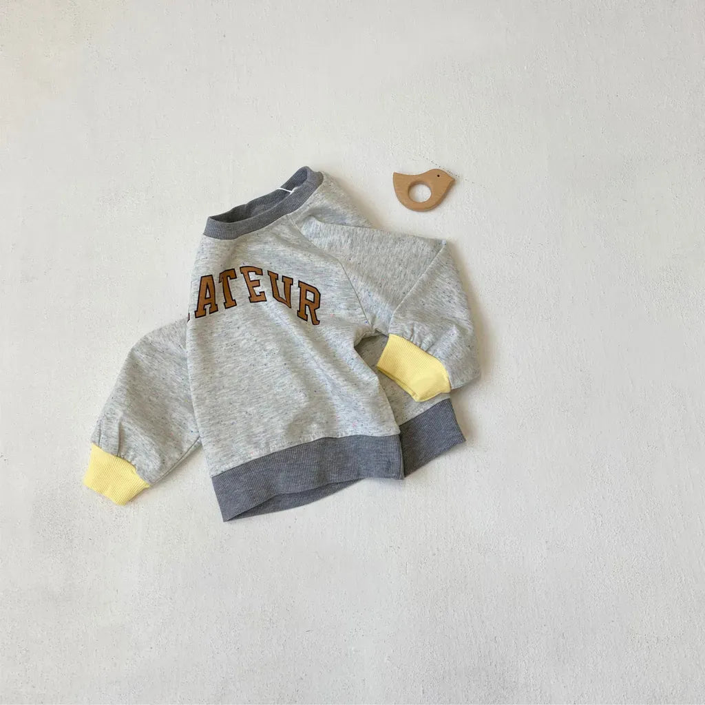 トレーナー・フーディ ロゴプリントパッチワークスウェットトレーナー【mh0011122】