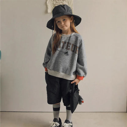 トレーナー・フーディ ロゴプリントパッチワークスウェットトレーナー【mh0011122】