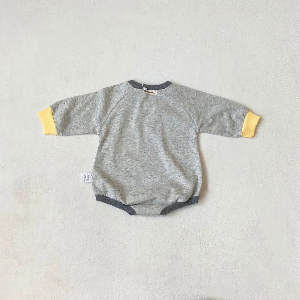 長袖ロンパース ロゴプリントパッチワーク長袖ロンパース【mh0011123】