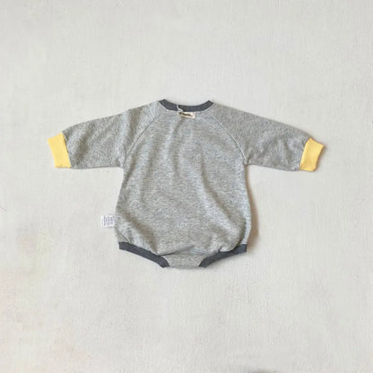 長袖ロンパース ロゴプリントパッチワーク長袖ロンパース【mh0011123】