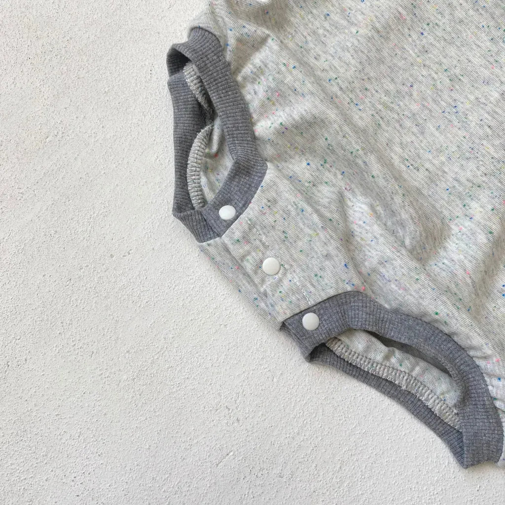 長袖ロンパース ロゴプリントパッチワーク長袖ロンパース【mh0011123】