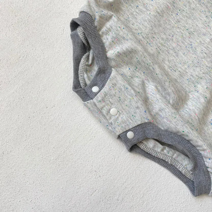 長袖ロンパース ロゴプリントパッチワーク長袖ロンパース【mh0011123】