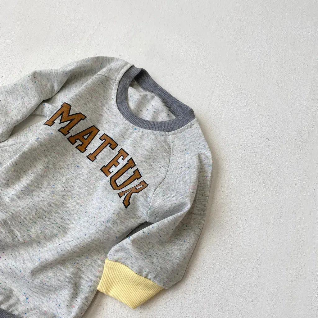 長袖ロンパース ロゴプリントパッチワーク長袖ロンパース【mh0011123】