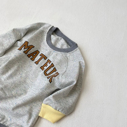 長袖ロンパース ロゴプリントパッチワーク長袖ロンパース【mh0011123】