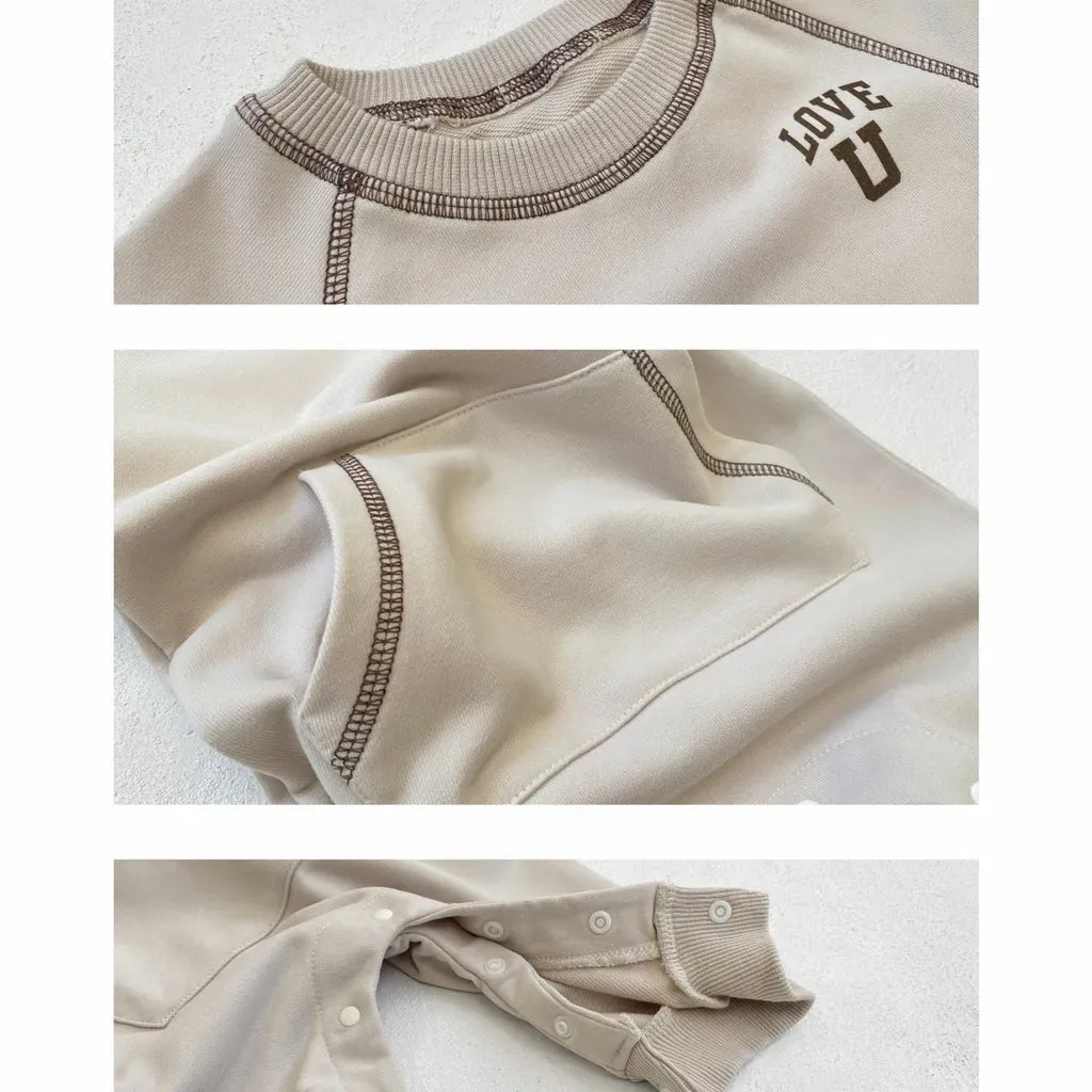 長袖ロンパース カンガルーポケットロゴプリントロンパース【mh0011126】